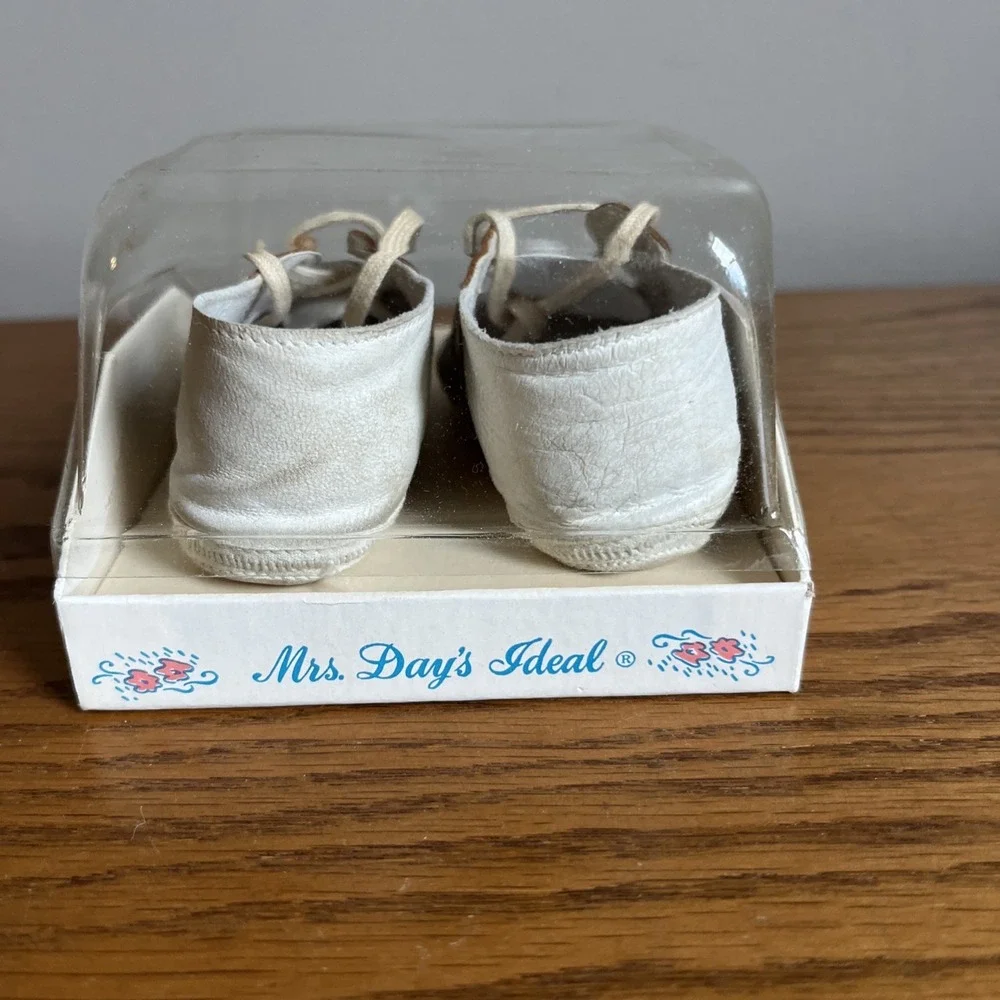 Vintage‎ Mrs. Days Ideal Infant Saddle Shoes Sz 1 Soft Leather Brown White w/box